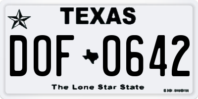 TX license plate DOF0642