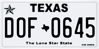 TX license plate DOF0645