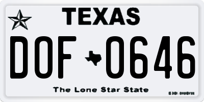 TX license plate DOF0646