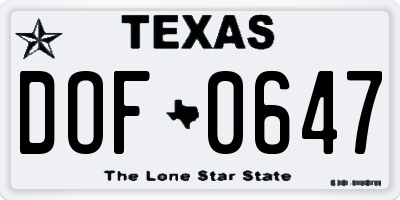TX license plate DOF0647