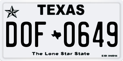 TX license plate DOF0649