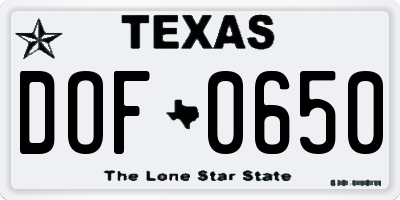 TX license plate DOF0650