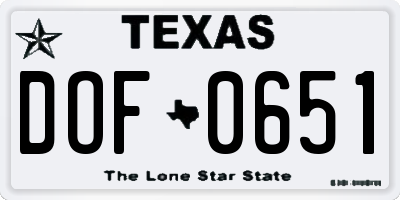 TX license plate DOF0651