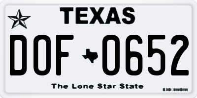 TX license plate DOF0652