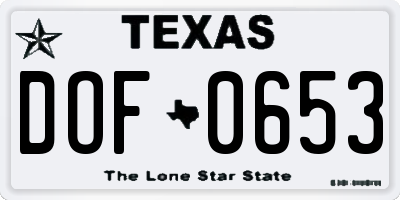TX license plate DOF0653