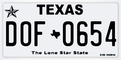 TX license plate DOF0654