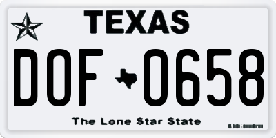 TX license plate DOF0658