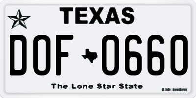 TX license plate DOF0660