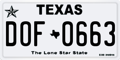 TX license plate DOF0663