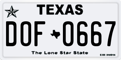 TX license plate DOF0667