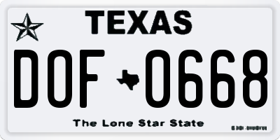 TX license plate DOF0668