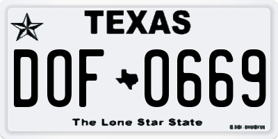 TX license plate DOF0669