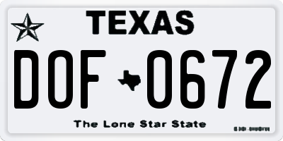 TX license plate DOF0672