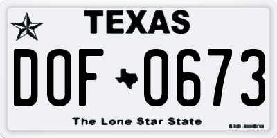 TX license plate DOF0673