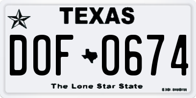 TX license plate DOF0674