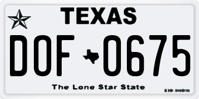 TX license plate DOF0675