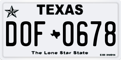 TX license plate DOF0678