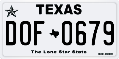 TX license plate DOF0679