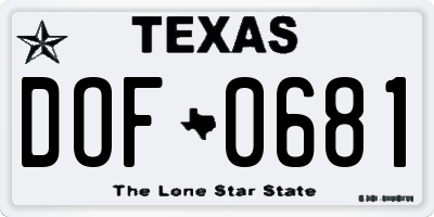 TX license plate DOF0681