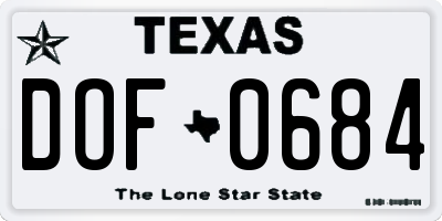 TX license plate DOF0684