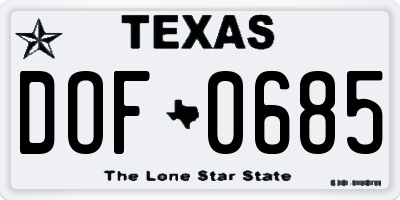 TX license plate DOF0685