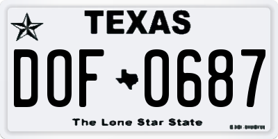 TX license plate DOF0687
