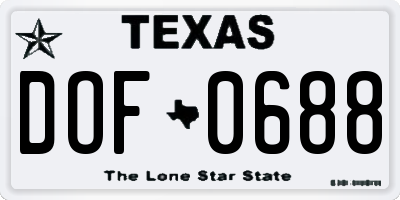 TX license plate DOF0688