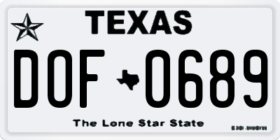 TX license plate DOF0689