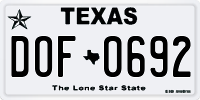 TX license plate DOF0692