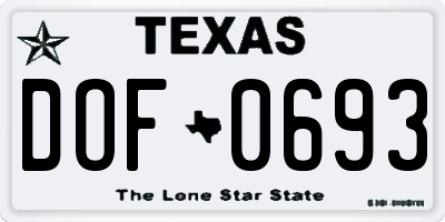 TX license plate DOF0693