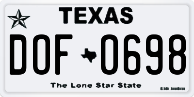 TX license plate DOF0698