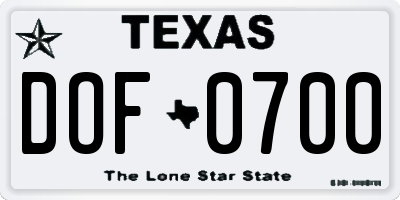 TX license plate DOF0700