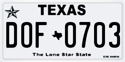 TX license plate DOF0703