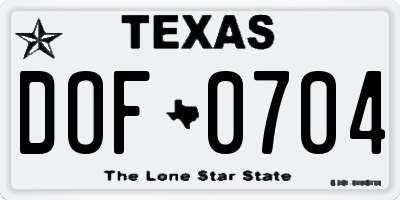 TX license plate DOF0704