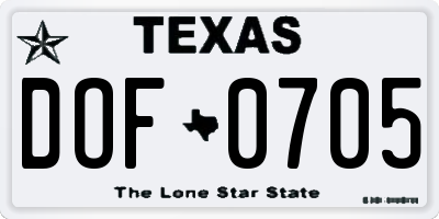TX license plate DOF0705