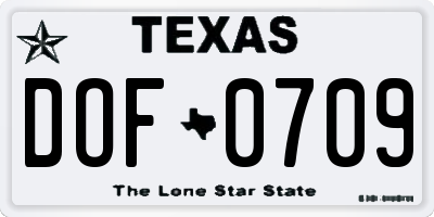 TX license plate DOF0709