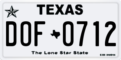 TX license plate DOF0712