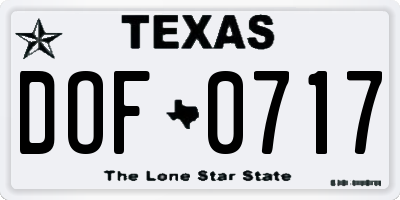 TX license plate DOF0717
