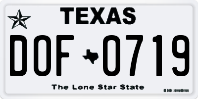TX license plate DOF0719