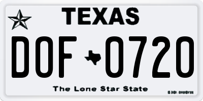 TX license plate DOF0720