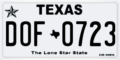 TX license plate DOF0723