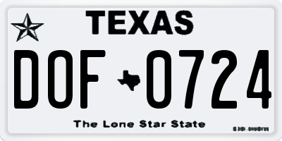 TX license plate DOF0724