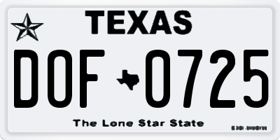 TX license plate DOF0725