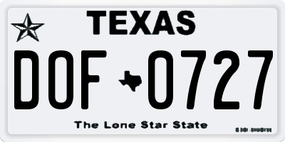 TX license plate DOF0727