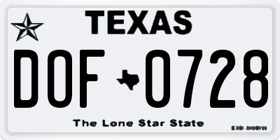 TX license plate DOF0728