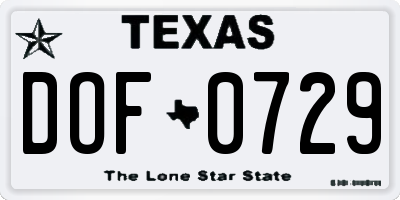 TX license plate DOF0729