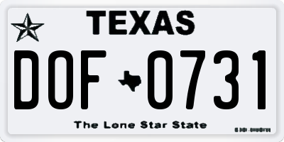 TX license plate DOF0731