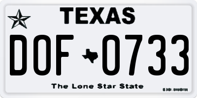 TX license plate DOF0733