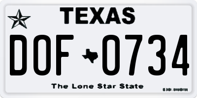 TX license plate DOF0734