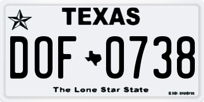 TX license plate DOF0738